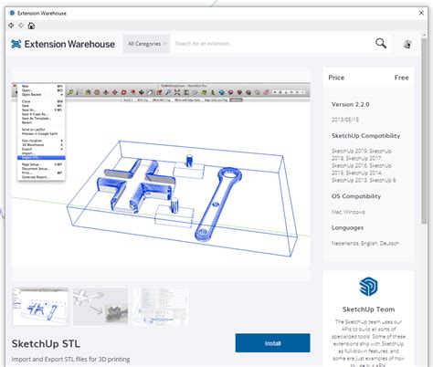 How do I export stl files from Sketchup make 2017.